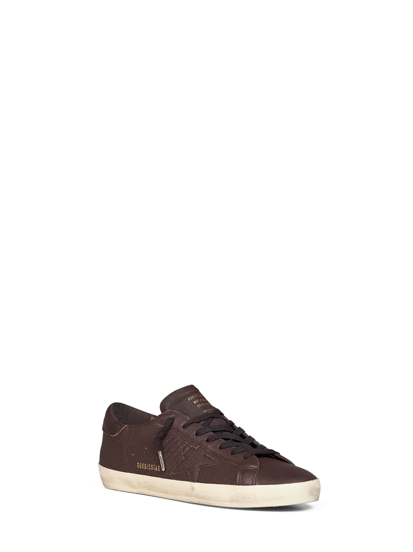 Dark brown grained leather Super-Star sneakers