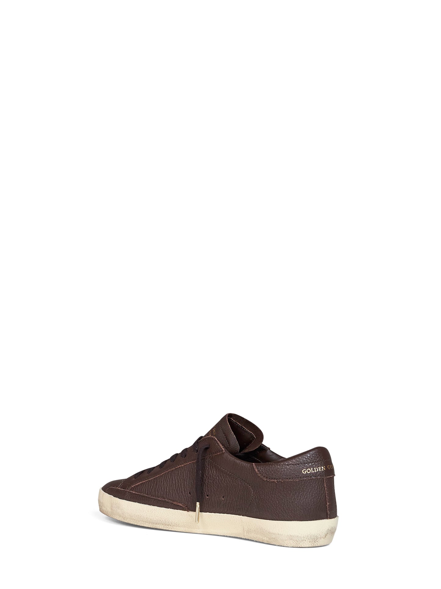 Dark brown grained leather Super-Star sneakers