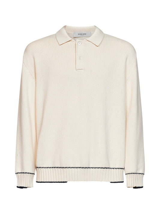 Polo in maglia di cotone bianco con stampa