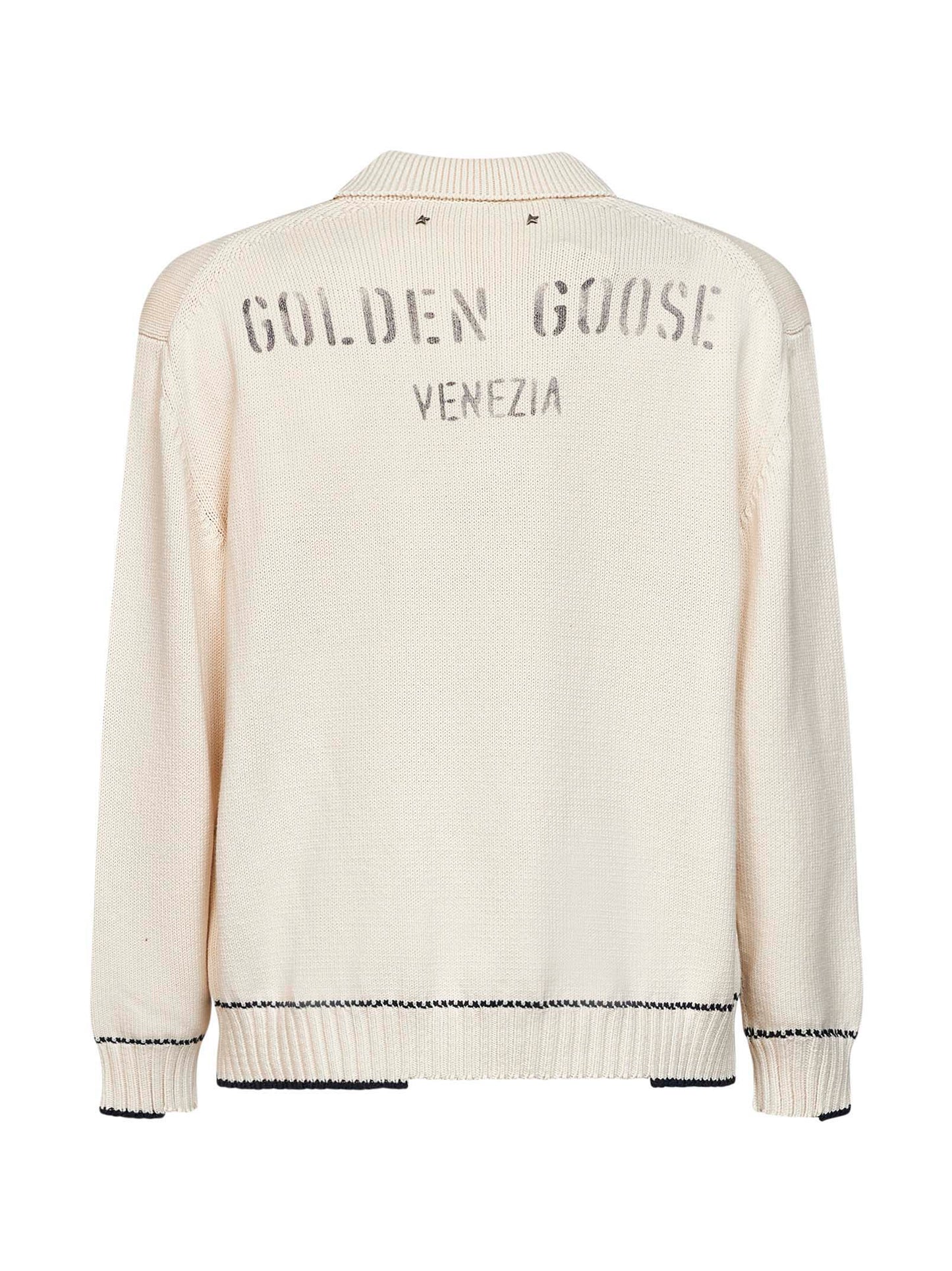 Polo in maglia di cotone bianco con stampa