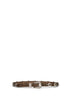 Winter moss embossed leather thin Lace belt with inlays<BR/>