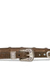 Winter moss embossed leather thin Lace belt with inlays<BR/>