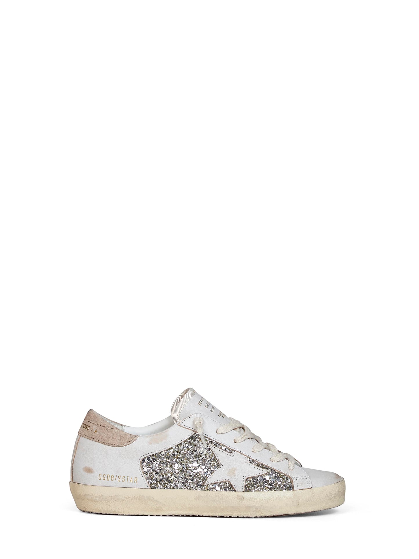 White leather and platinum glitter Super-Star sneakers
