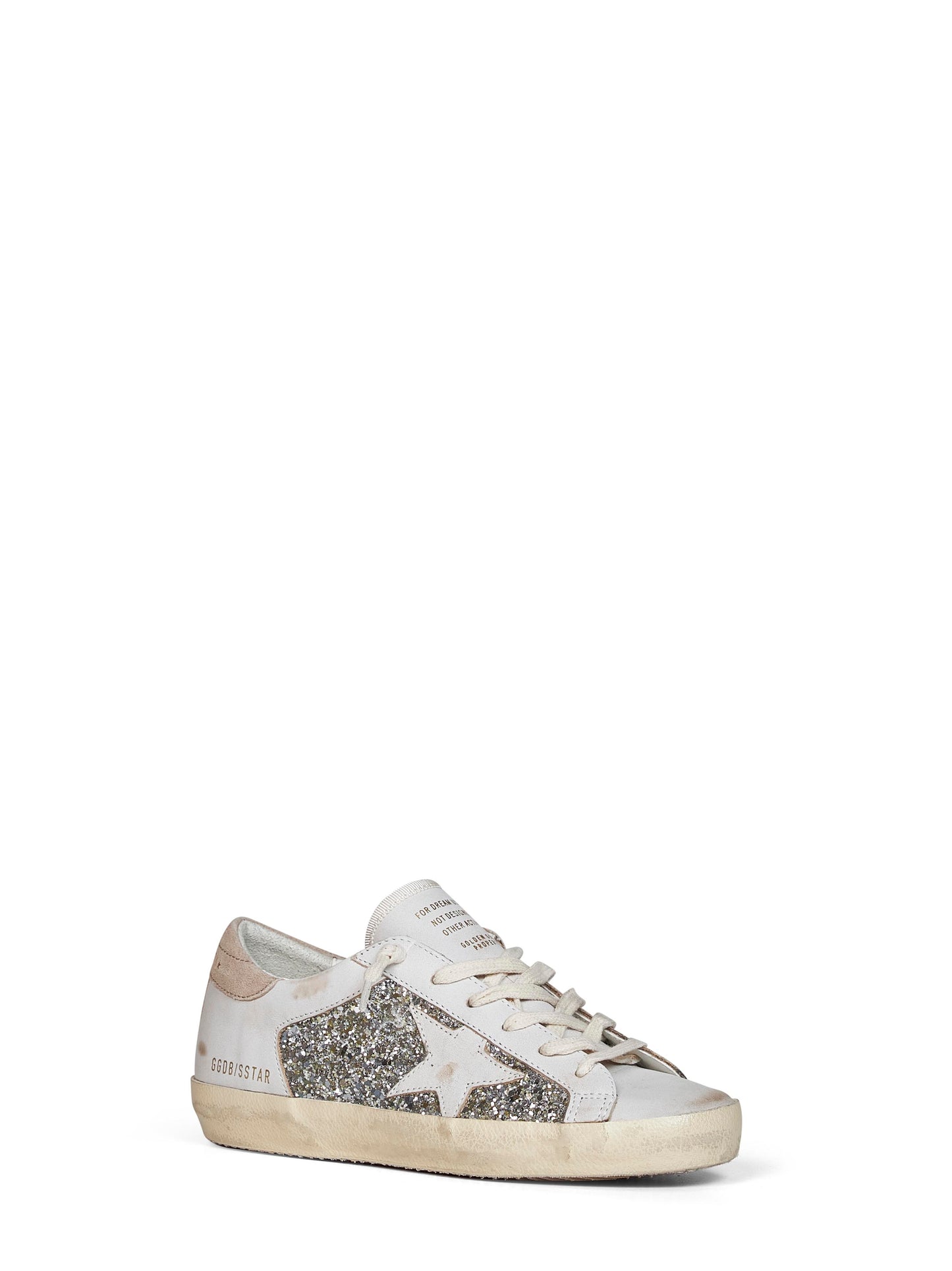 White leather and platinum glitter Super-Star sneakers