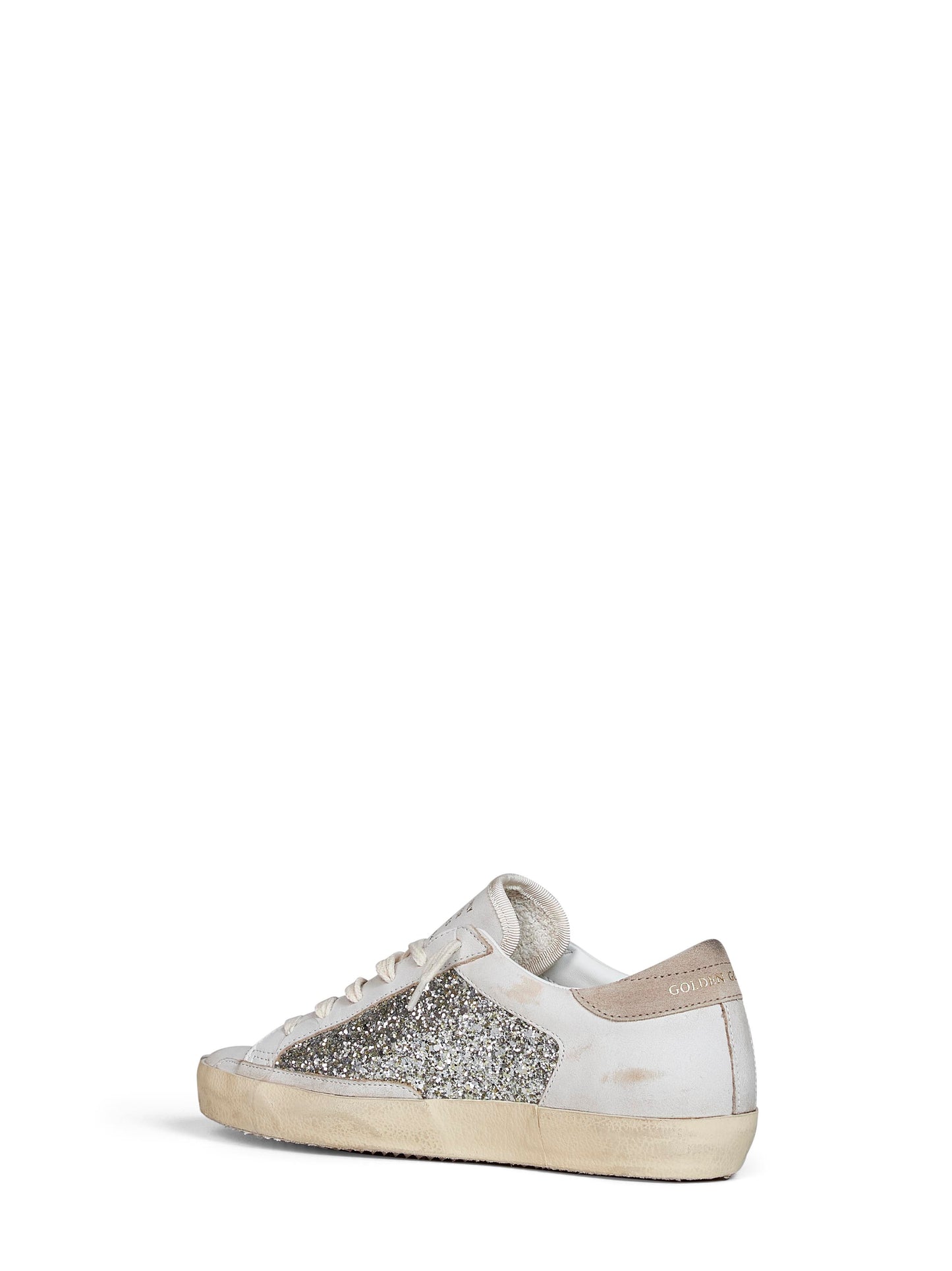 White leather and platinum glitter Super-Star sneakers