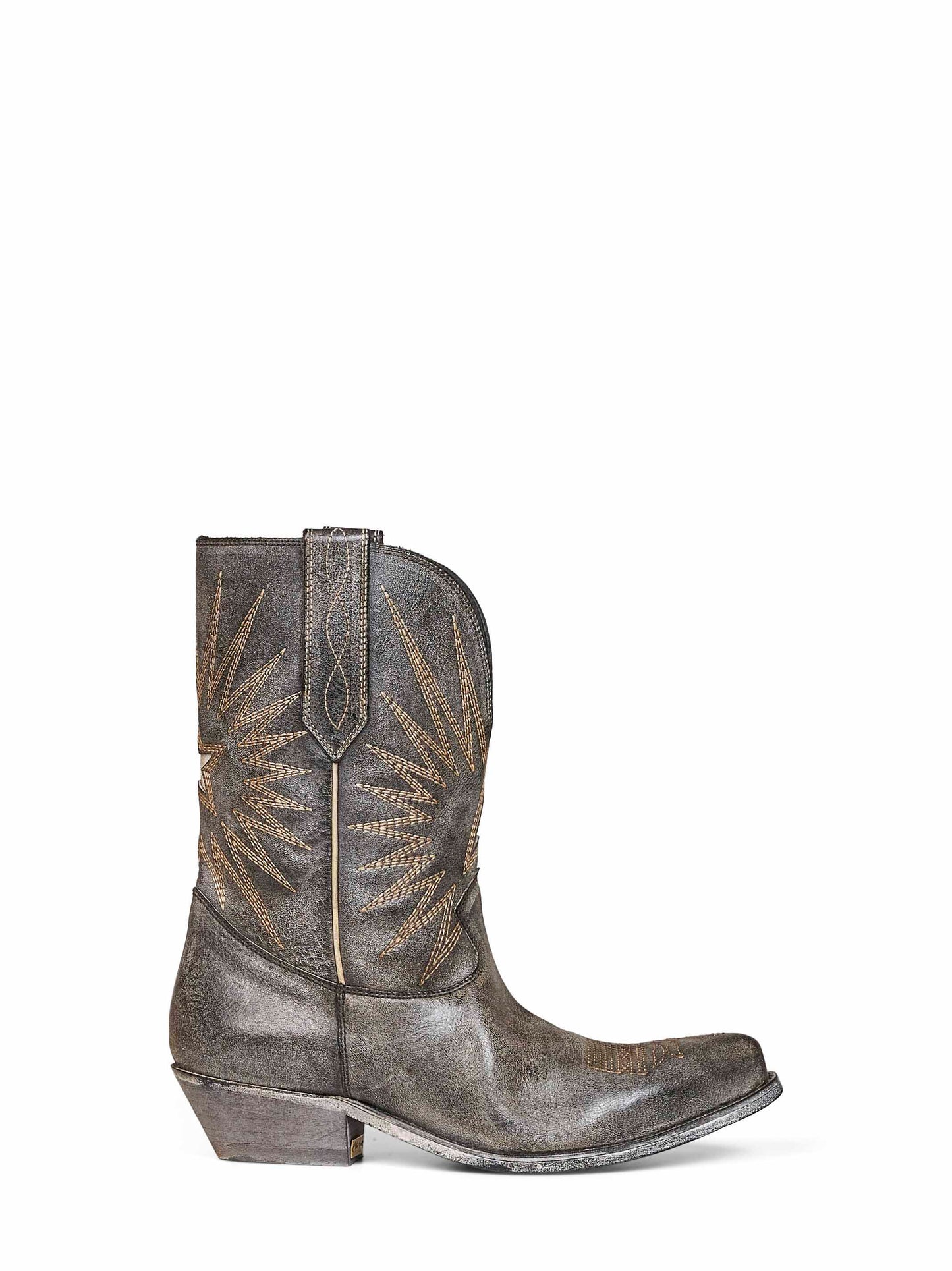 Black leather Wish Star low boots with silver star