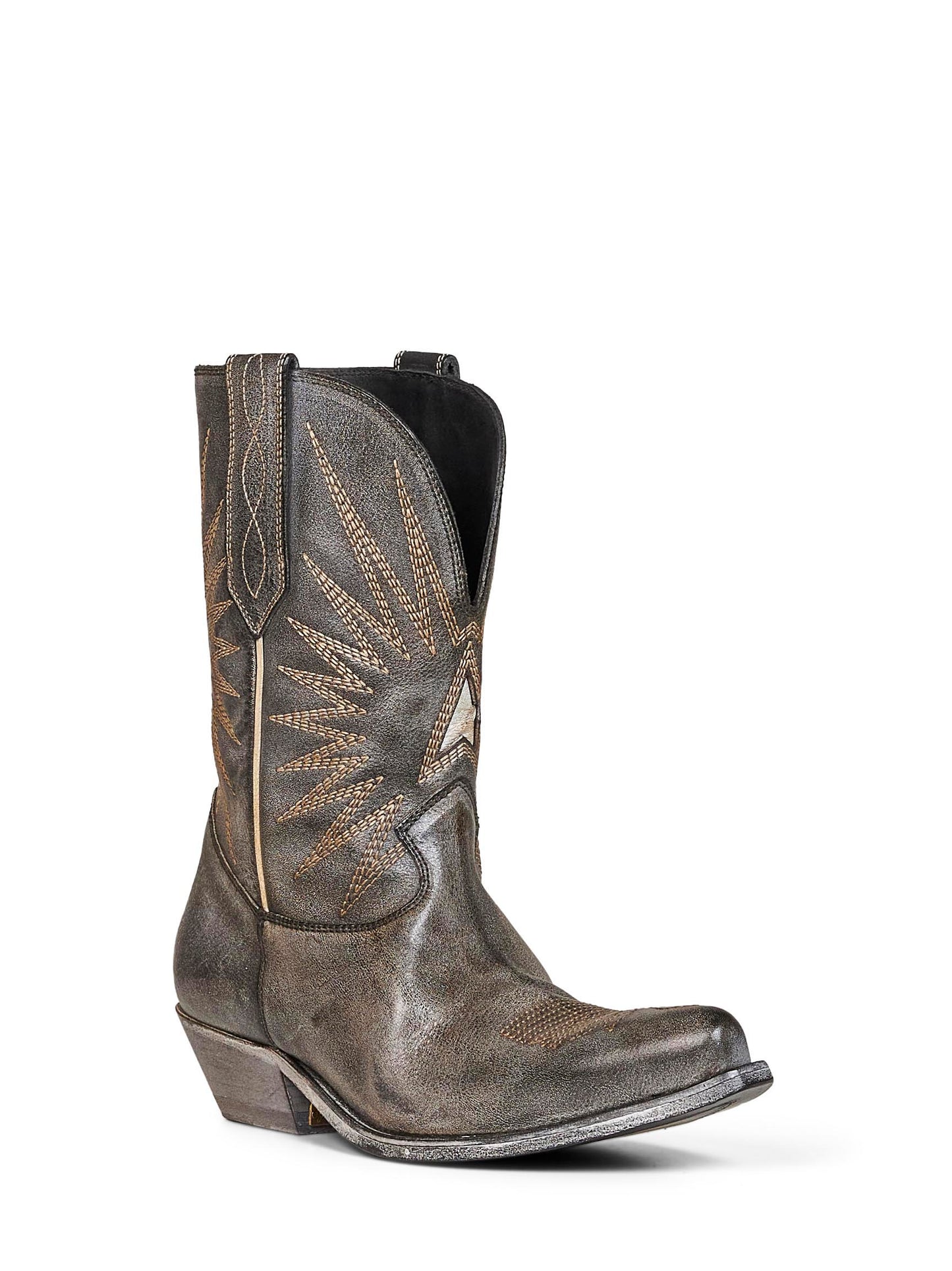 Black leather Wish Star low boots with silver star