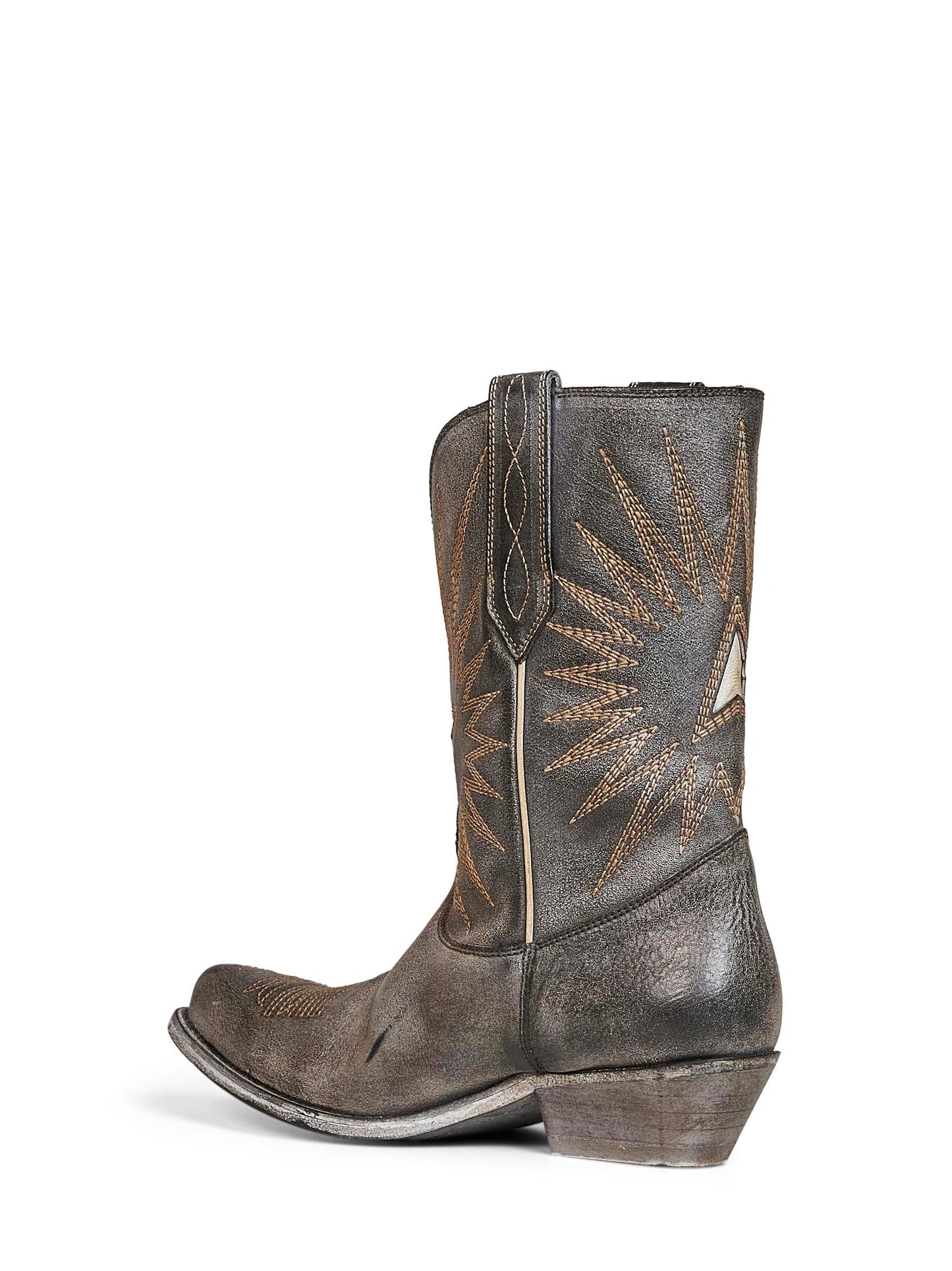 Black leather Wish Star low boots with silver star