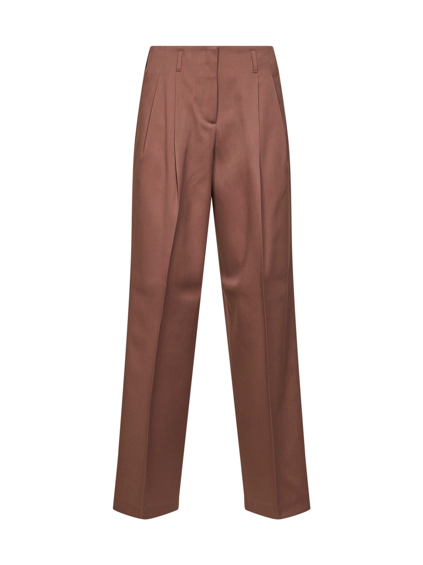 Bronze pink wool gabardine Journey wide-leg trousers