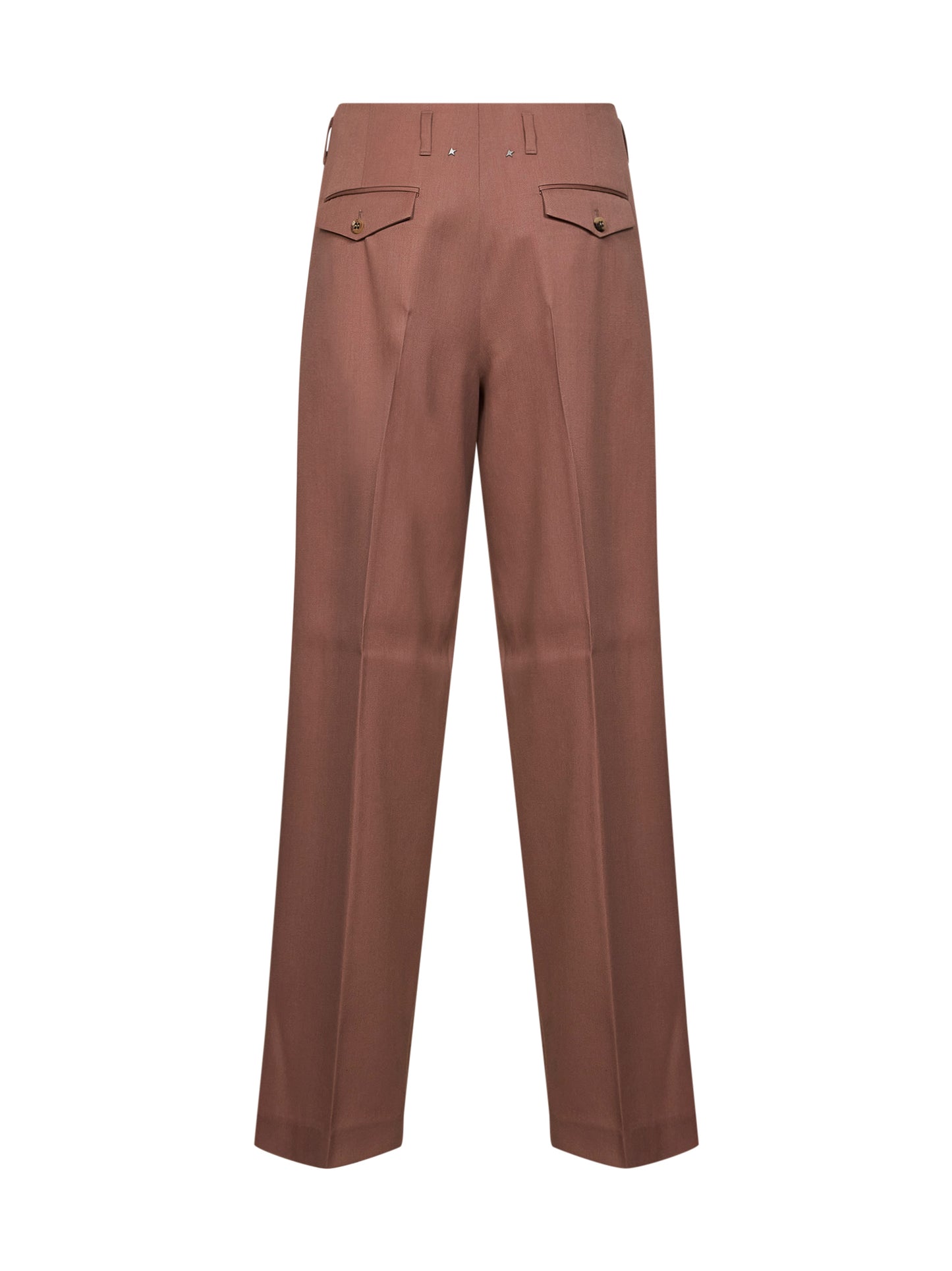 Bronze pink wool gabardine Journey wide-leg trousers