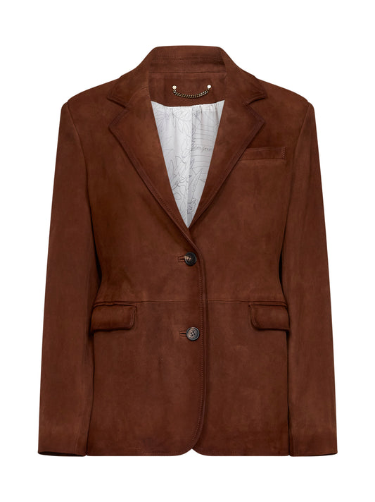 Brown waxed suede Robyn blazer