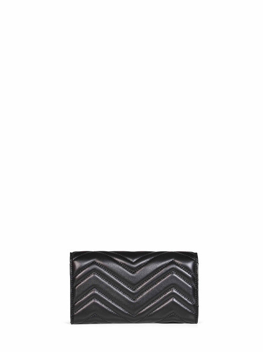 Portafoglio 'continental' GG Marmont in pelle nera<BR/>
