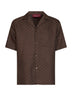 Camicia bowling in tessuto GG di misto lino marrone