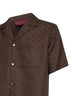 Camicia bowling in tessuto GG di misto lino marrone