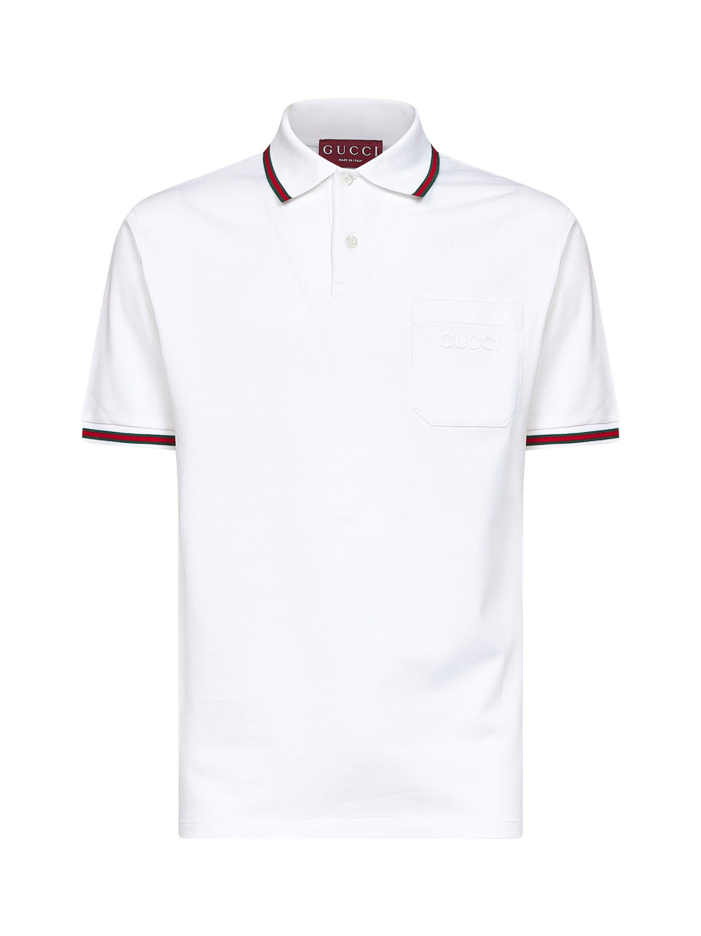 White stretch cotton piqué embroidered polo shirt