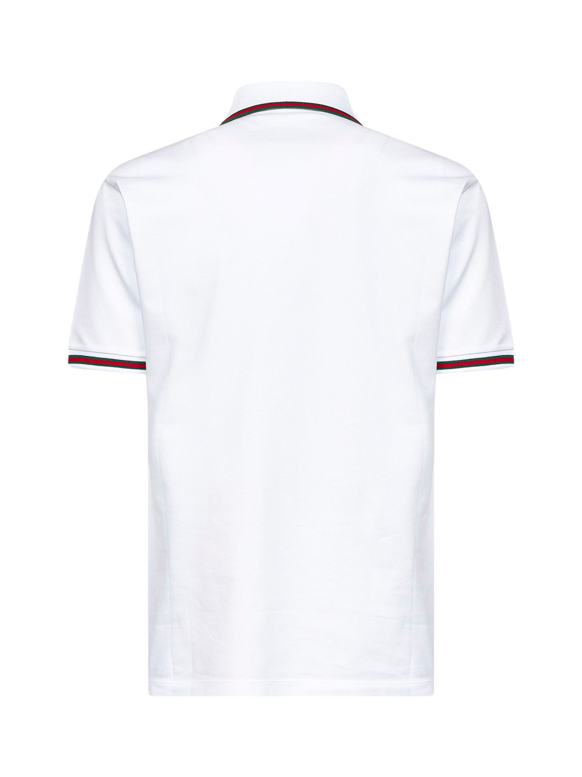 White stretch cotton piqué embroidered polo shirt