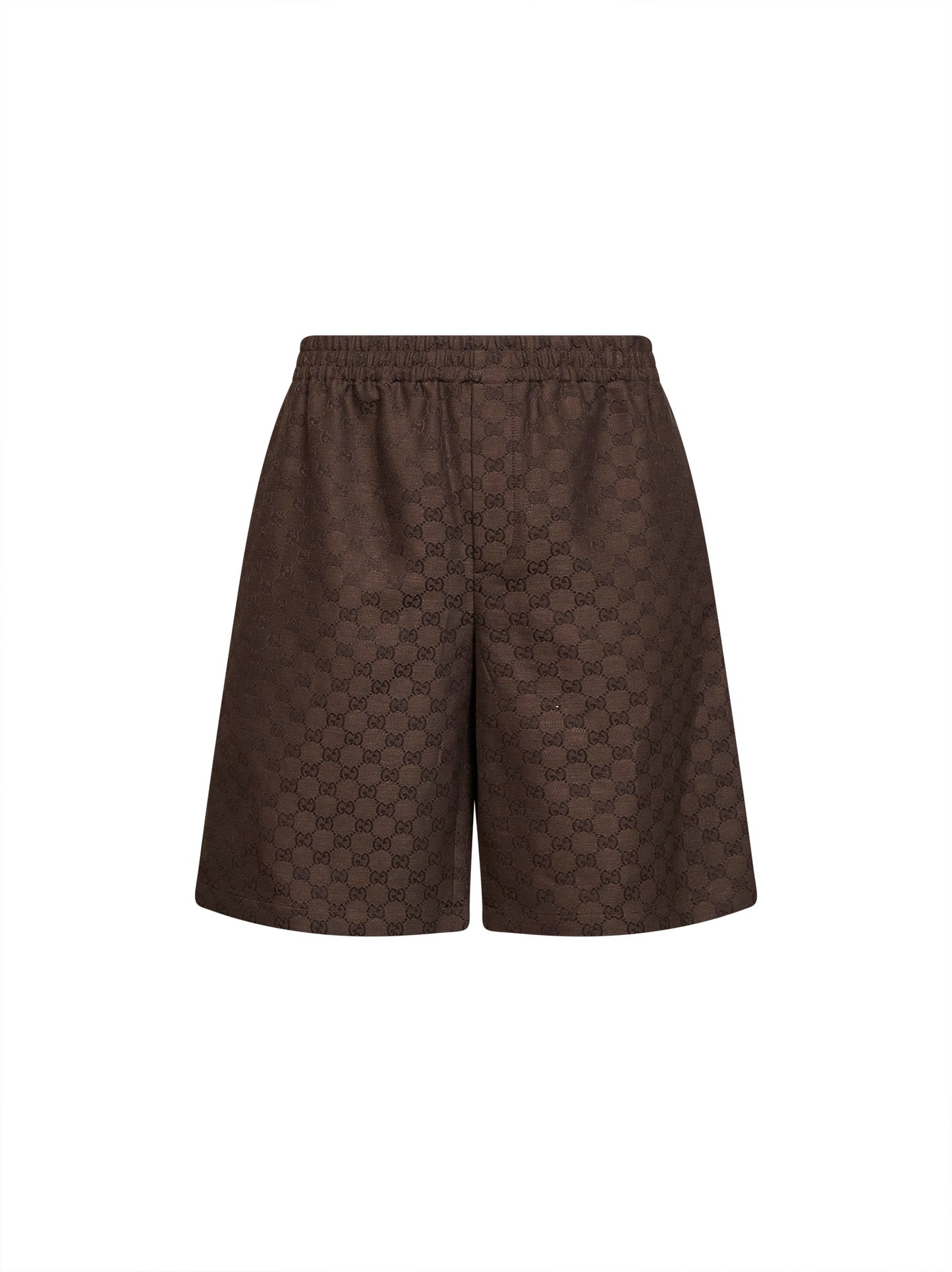 Brown linen blend GG canvas shorts