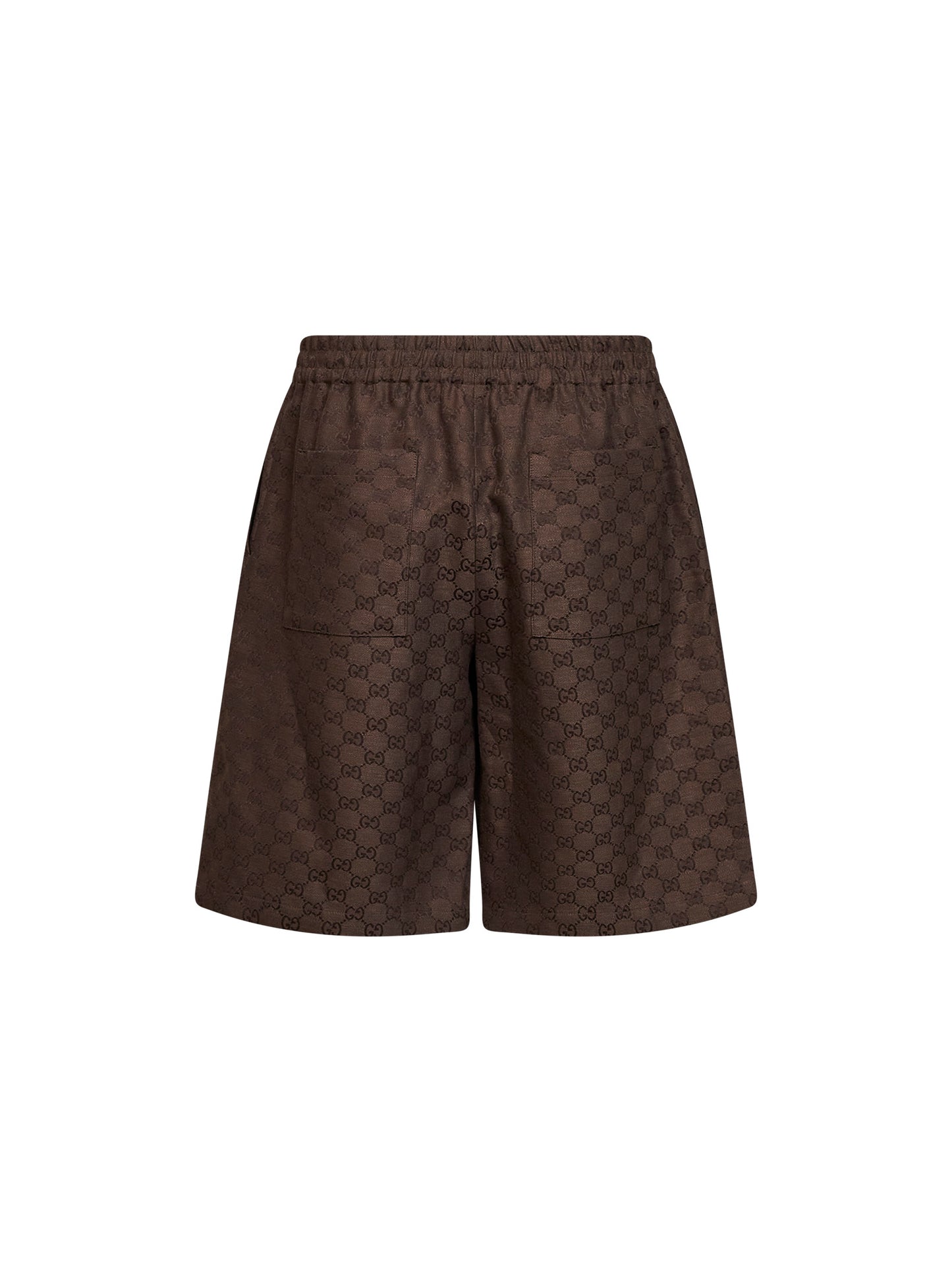 Brown linen blend GG canvas shorts