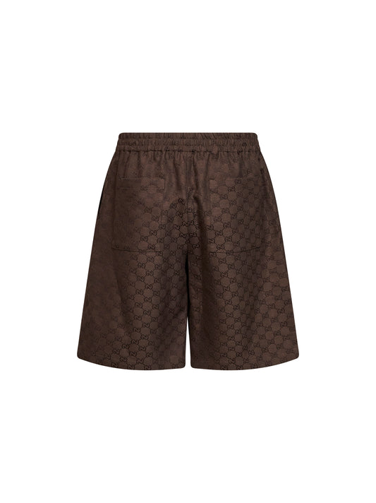 Brown linen blend GG canvas shorts