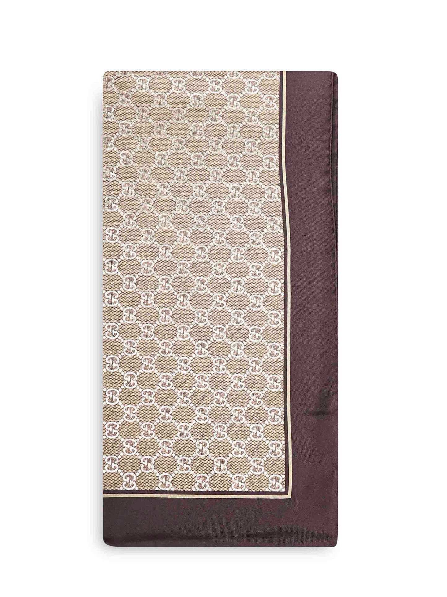 Carré in twill di seta stampato laminato marrone