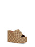 Sandali con zeppa e Morsetto beige e marrone scuro