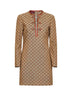 Camel and dark brown GG canvas mini dress with Horsebit