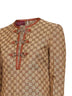 Camel and dark brown GG canvas mini dress with Horsebit