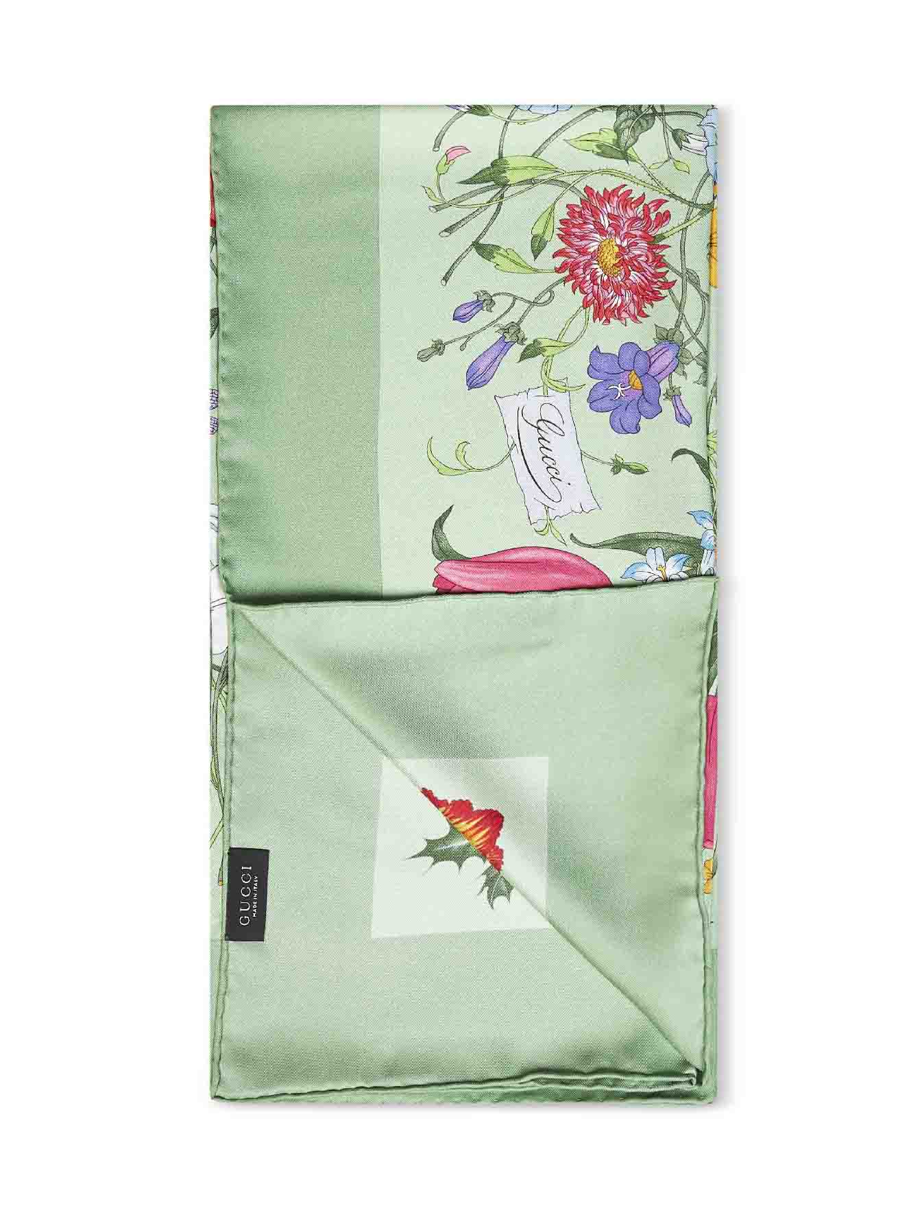 Carré in twill di seta stampato verde