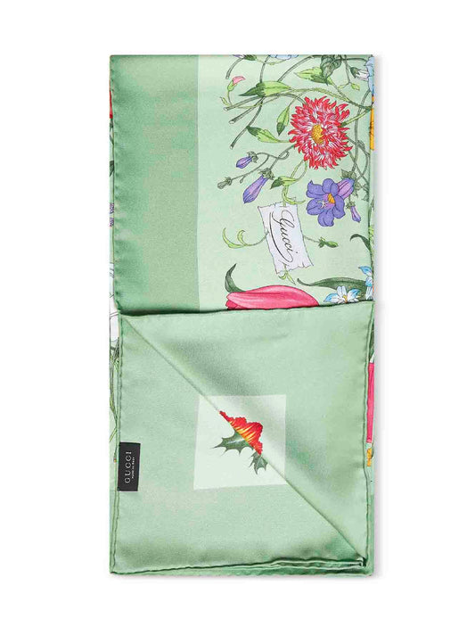 Carré in twill di seta stampato verde