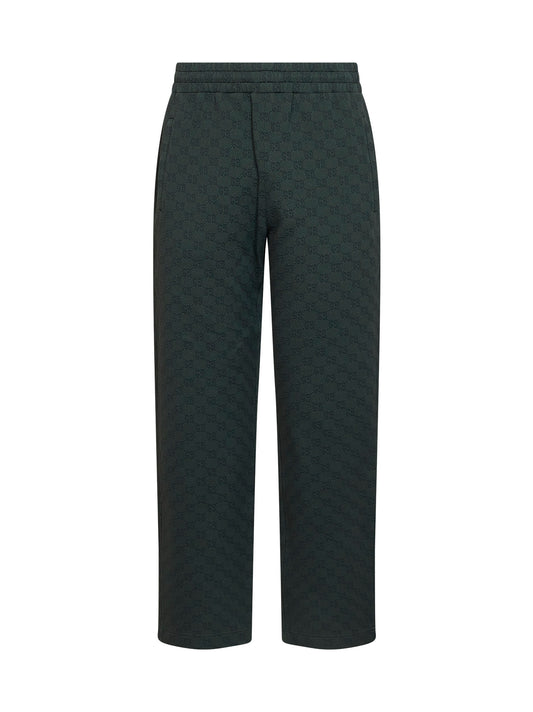 Green GG monogram straight-leg trousers