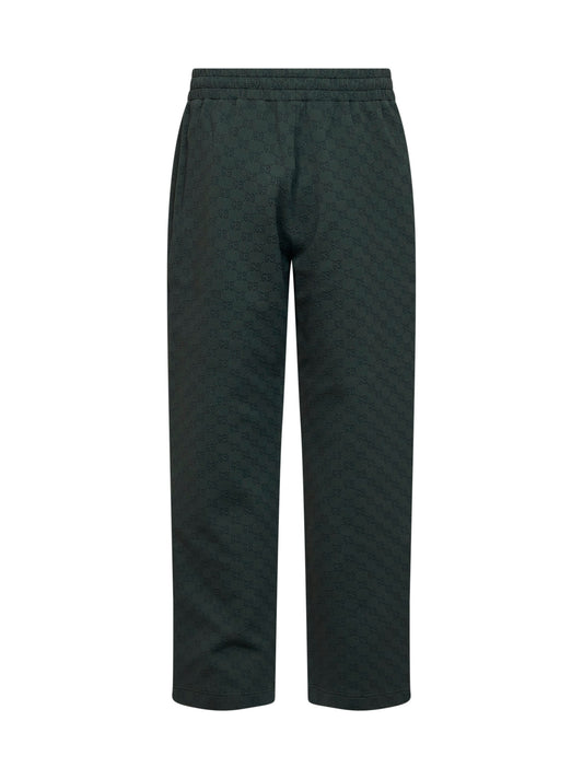 Green GG monogram straight-leg trousers