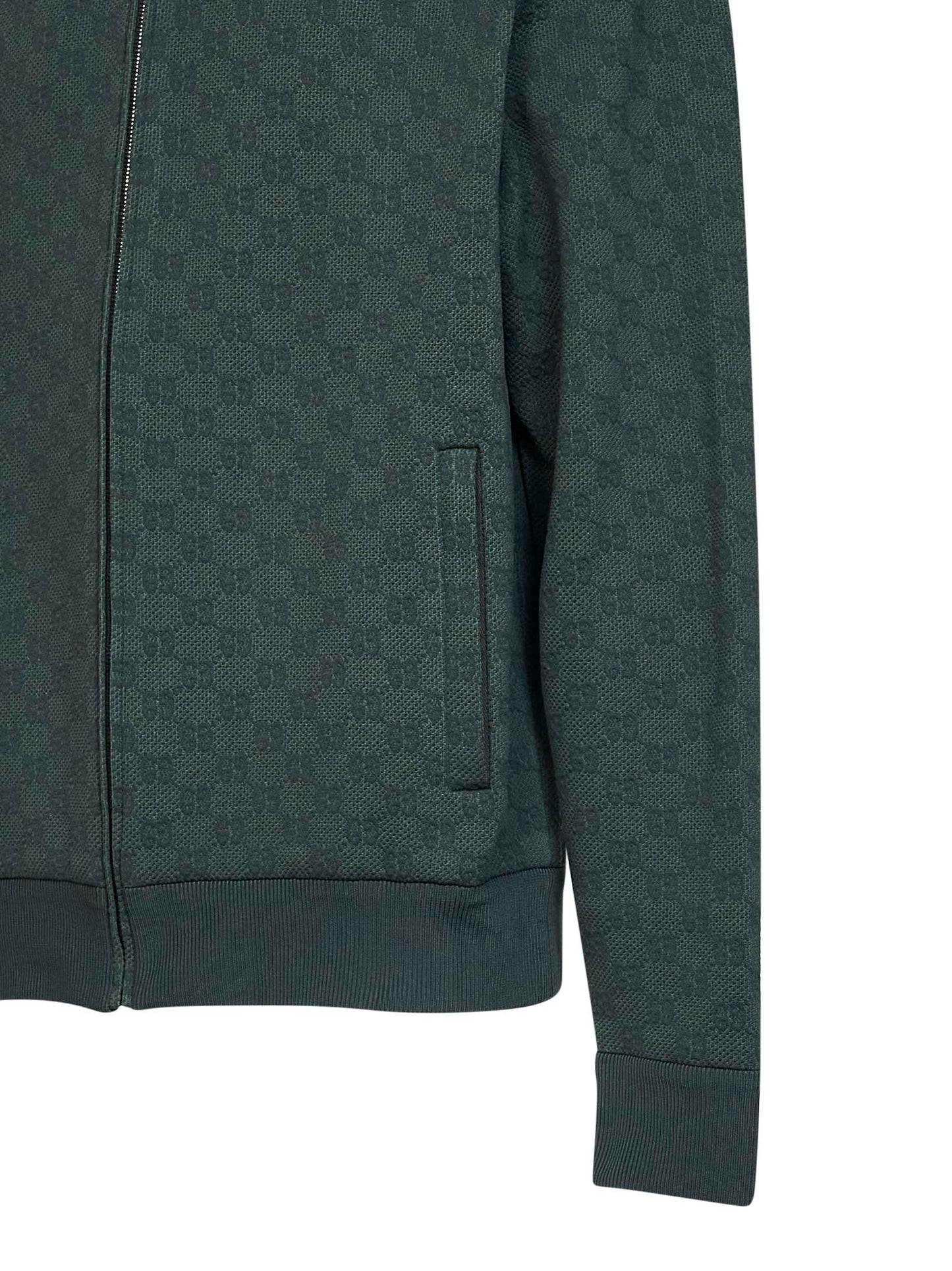 Giacca con zip in jersey tecnico GG verde scuro
