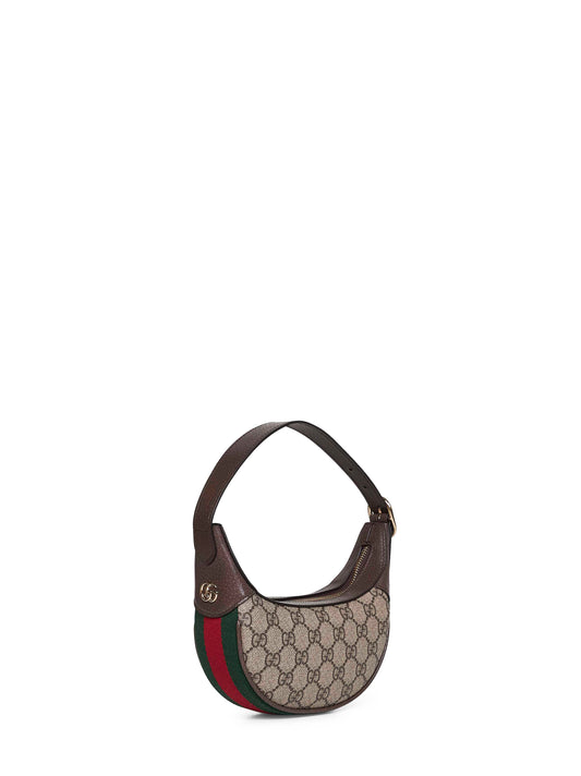 Beige and dark brown Ophidia small shoulder bag