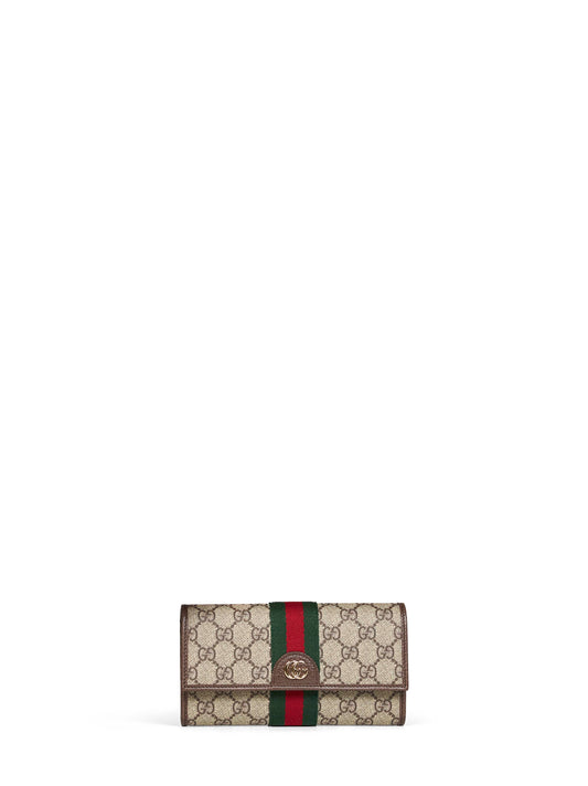 Beige and dark brown Ophidia Continental wallet