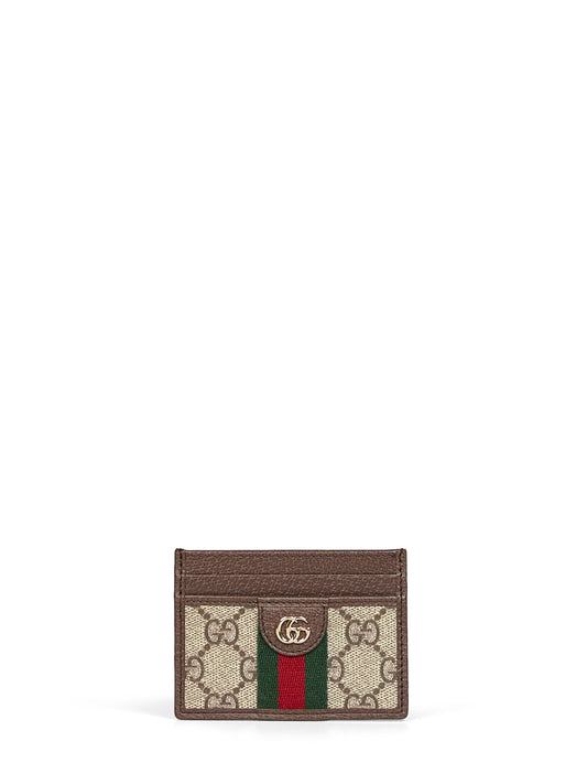 Portacarte Ophidia beige e marrone scuro