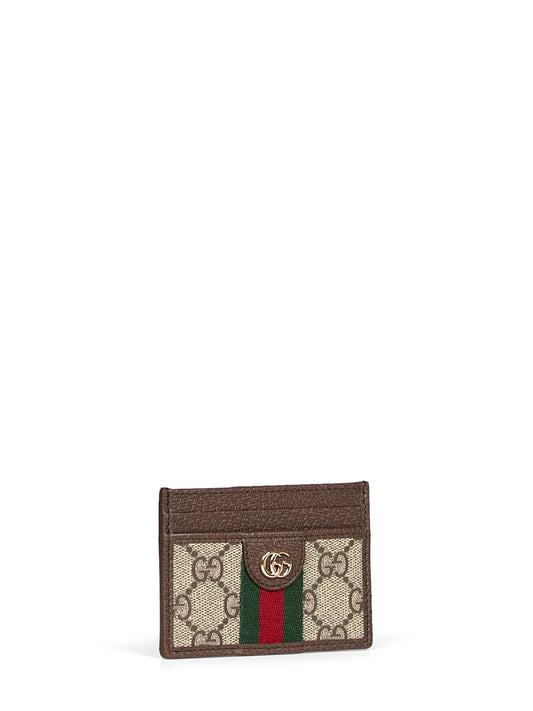 Portacarte Ophidia beige e marrone scuro