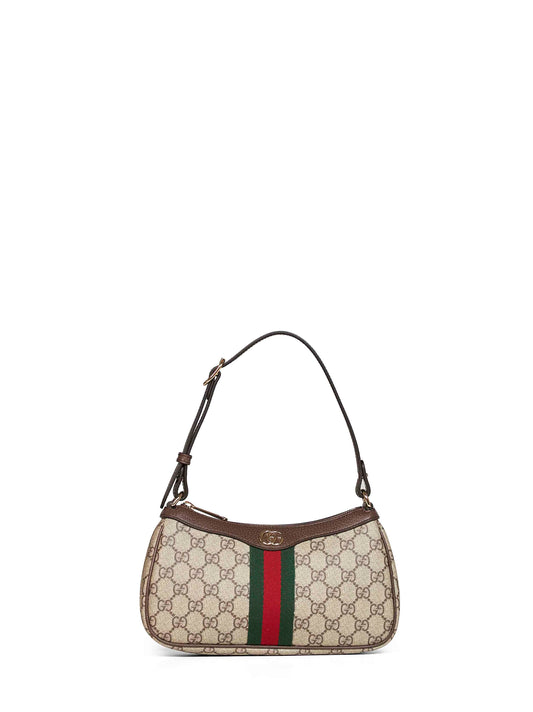 Beige and dark brown Ophidia small shoulder bag