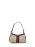 Beige and dark brown Ophidia small shoulder bag
