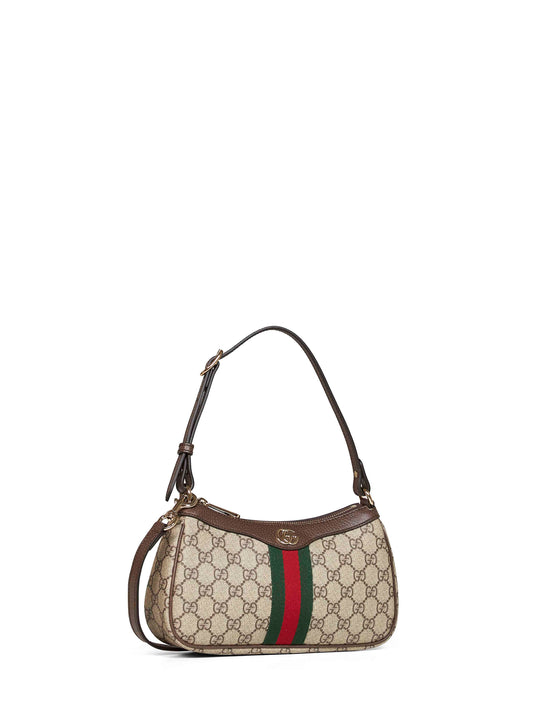 Beige and dark brown Ophidia small shoulder bag