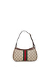 Beige and dark brown Ophidia small shoulder bag