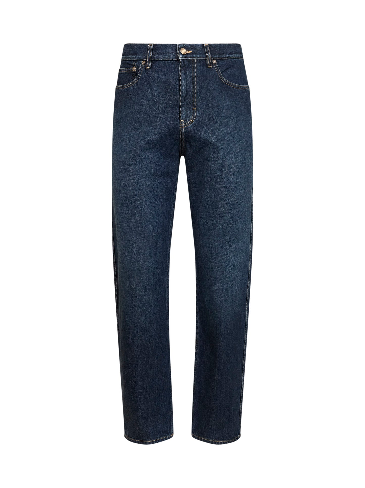 Jeans slim-fit in denim di cotone in blu