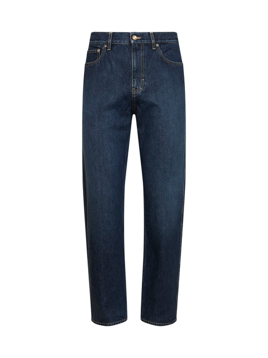 Blue slim-fit cotton denim jeans