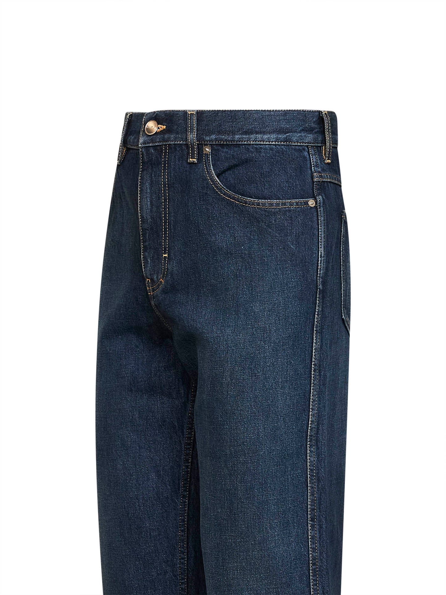 Jeans slim-fit in denim di cotone in blu