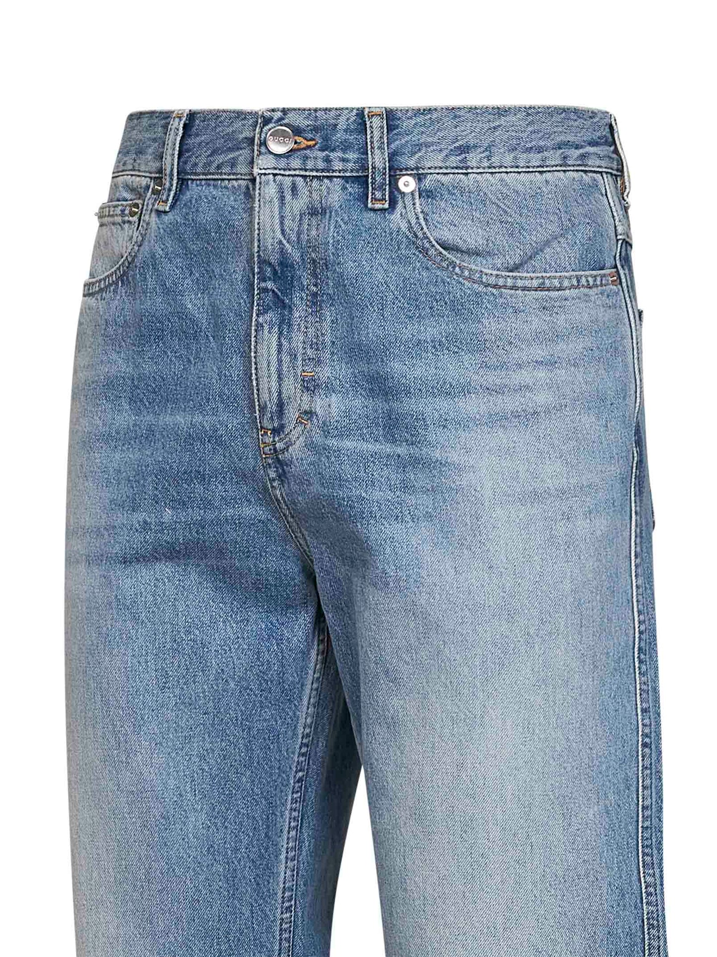 Light blue cotton denim slim-fit jeans