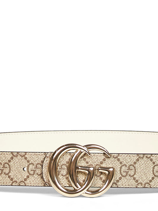 Cintura reversibile "GG Marmont" in beige <BR/>