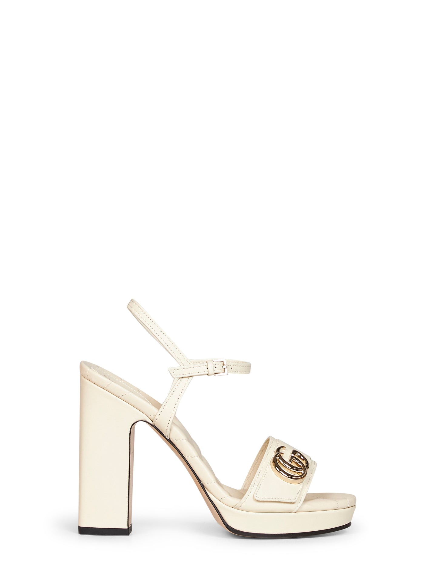 Ivory leather platform sandals with Double G