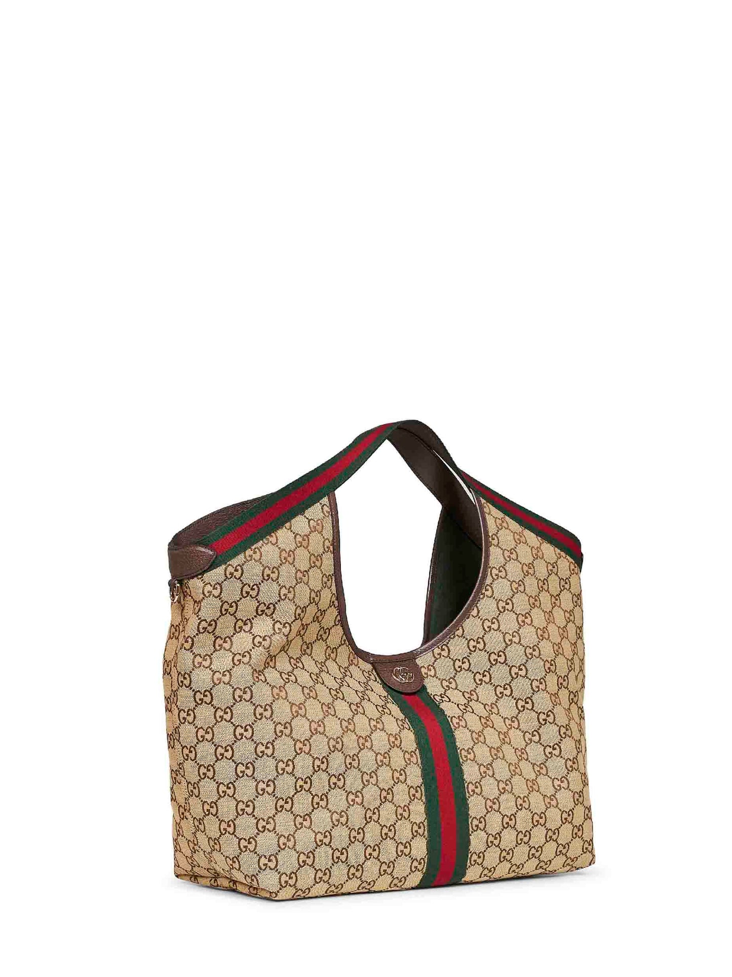 Beige and dark brown Gucci Giglio large shopping bag