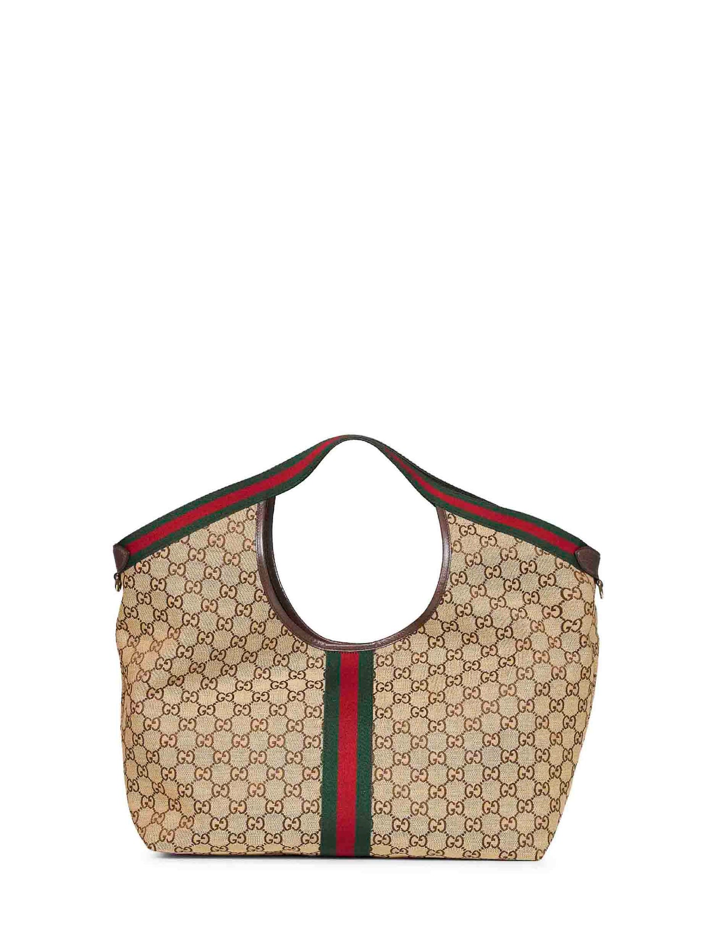 Beige and dark brown Gucci Giglio large shopping bag