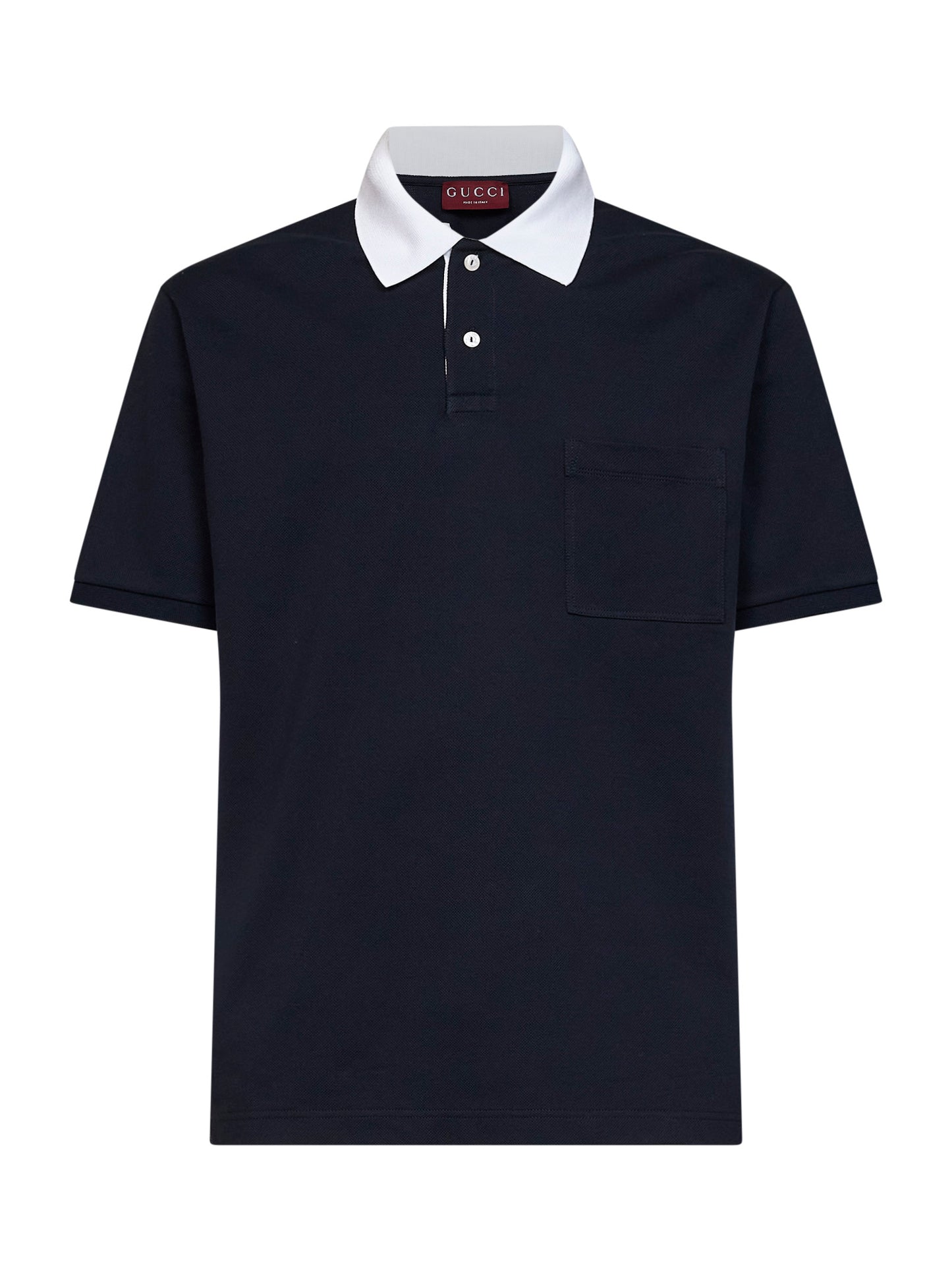 Blue stretch cotton pique polo shirt