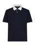 Blue stretch cotton pique polo shirt
